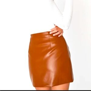 Lulus skirt faux leather brown mini